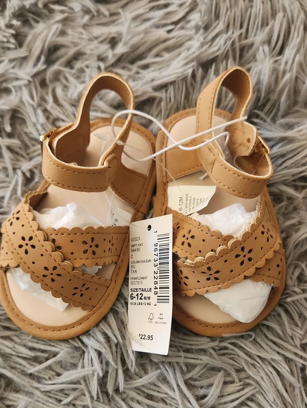 Children's Place Tan Scalloped Sandals - 6-12M